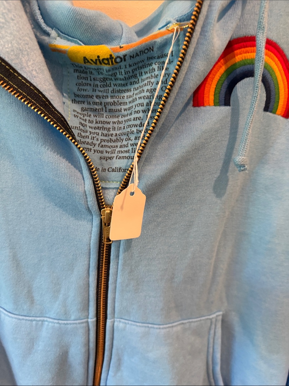 Aviator Nation Light Blue Hoodie with Yellow Logo Detail - Picture 5 of 5